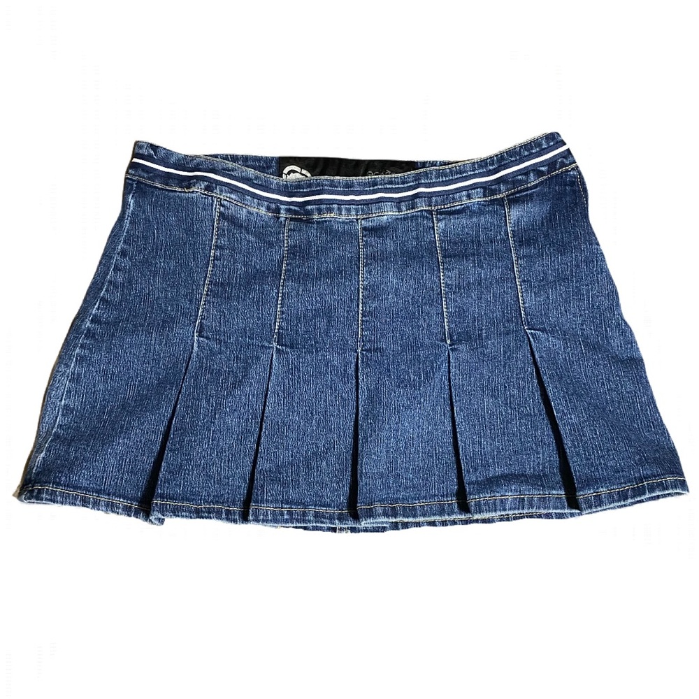 VNTG ECKO RED CUTE PLEATED DENIM JEAN MINI SKIRT 2000s SUMMER / SPRING